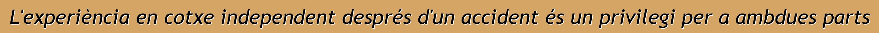 L'experiència en cotxe independent després d'un accident és un privilegi per a ambdues parts