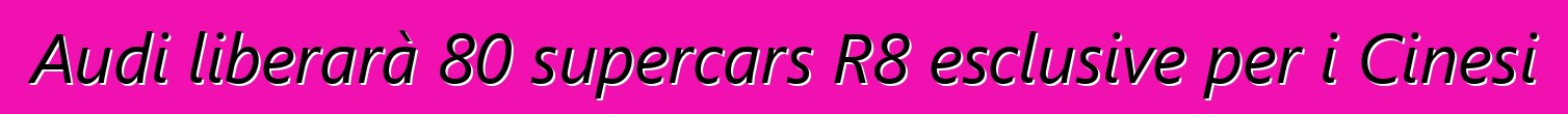 Audi liberarà 80 supercars R8 esclusive per i Cinesi