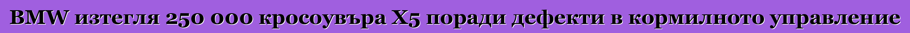 BMW изтегля 250 000 кросоувъра X5 поради дефекти в кормилното управление