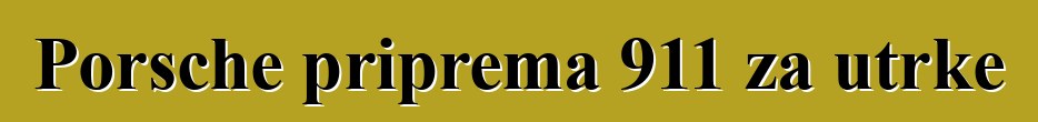 Porsche priprema 911 za utrke