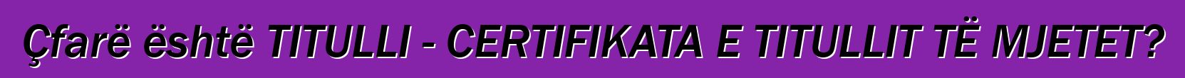 Çfarë është TITULLI - CERTIFIKATA E TITULLIT TË MJETET?