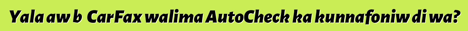 Yala aw bɛ CarFax walima AutoCheck ka kunnafoniw di wa?