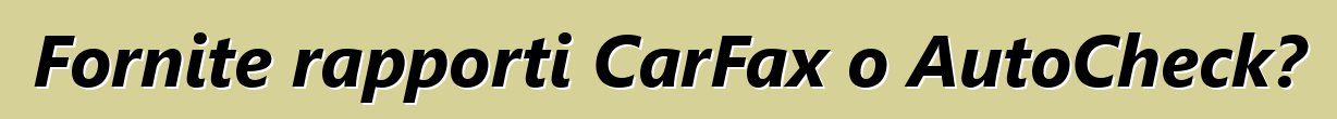 Fornite rapporti CarFax o AutoCheck?
