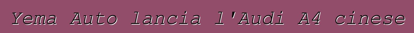 Yema Auto lancia l'Audi A4 cinese