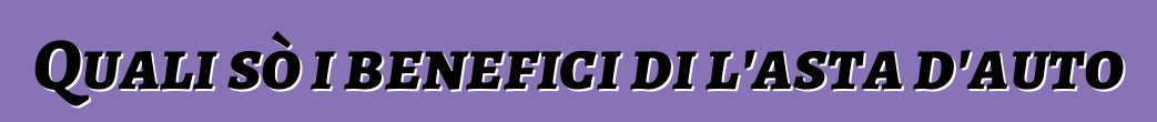 Quali sò i benefici di l'asta d'auto