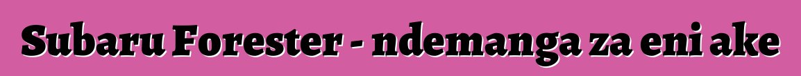 Subaru Forester - ndemanga za eni ake