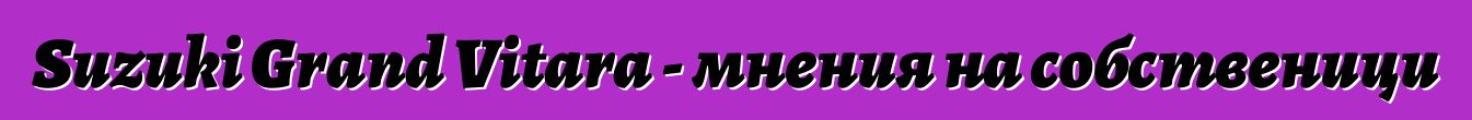 Suzuki Grand Vitara - мнения на собственици