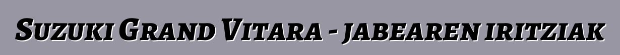 Suzuki Grand Vitara - jabearen iritziak