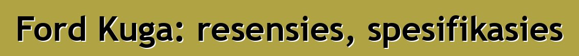 Ford Kuga: resensies, spesifikasies