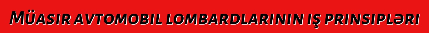 Müasir avtomobil lombardlarının iş prinsipləri
