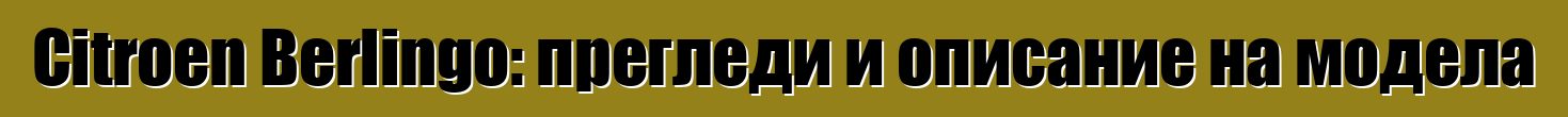 Citroen Berlingo: прегледи и описание на модела