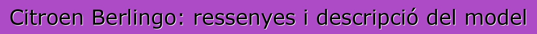 Citroen Berlingo: ressenyes i descripció del model