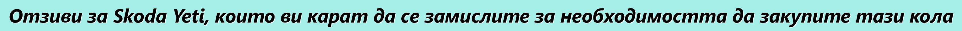Отзиви за Skoda Yeti, които ви карат да се замислите за необходимостта да закупите тази кола