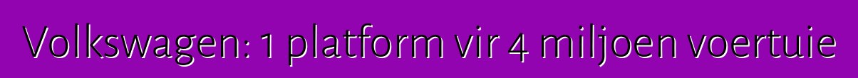 Volkswagen: 1 platform vir 4 miljoen voertuie