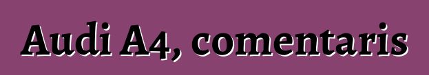 Audi A4, comentaris
