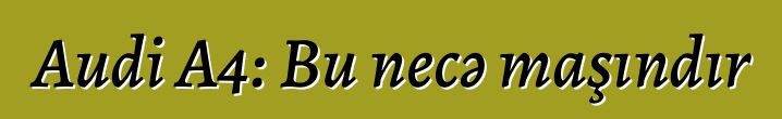 Audi A4: Bu necə maşındır