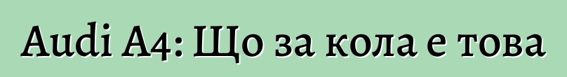 Audi A4: Що за кола е това