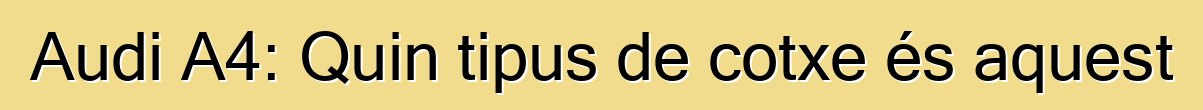 Audi A4: Quin tipus de cotxe és aquest
