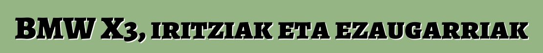 BMW X3, iritziak eta ezaugarriak