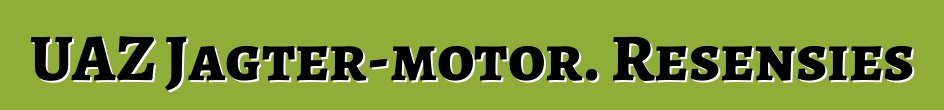 UAZ Jagter-motor. Resensies