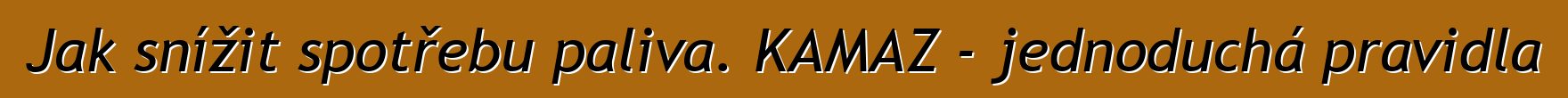 Jak snížit spotřebu paliva. KAMAZ - jednoduchá pravidla