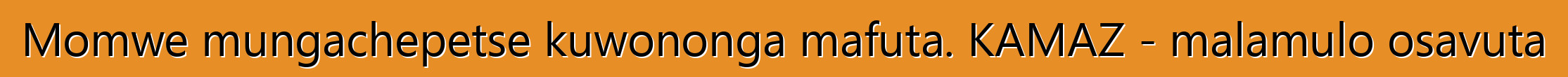 Momwe mungachepetse kuwononga mafuta. KAMAZ - malamulo osavuta