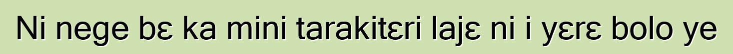 Ni nege bɛ ka mini tarakitɛri lajɛ ni i yɛrɛ bolo ye