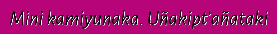 Mini kamiyunaka. Uñakipt’añataki