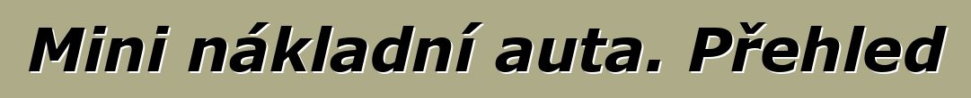 Mini nákladní auta. Přehled