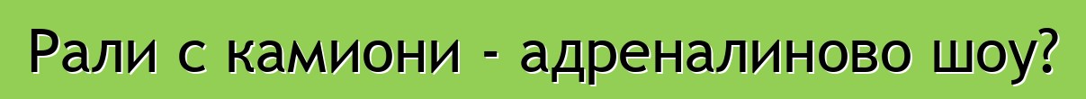 Рали с камиони - адреналиново шоу?