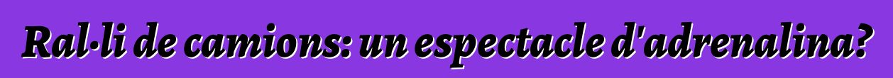 Ral·li de camions: un espectacle d'adrenalina?