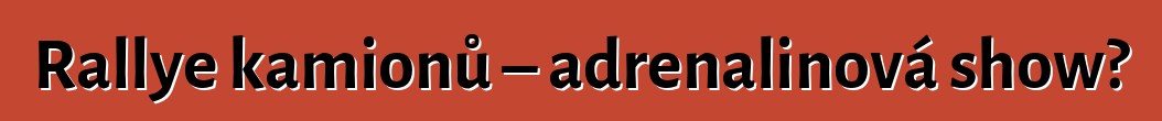 Rallye kamionů – adrenalinová show?