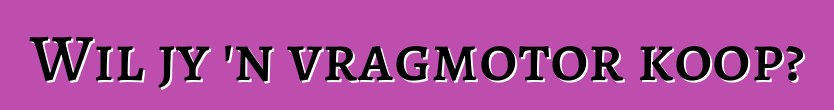 Wil jy 'n vragmotor koop?