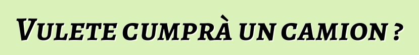 Vulete cumprà un camion ?