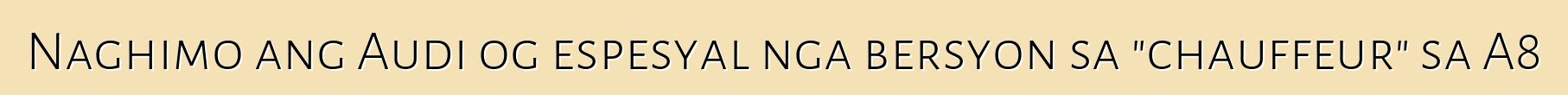 Naghimo ang Audi og espesyal nga bersyon sa "chauffeur" sa A8