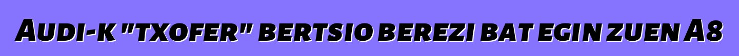 Audi-k "txofer" bertsio berezi bat egin zuen A8
