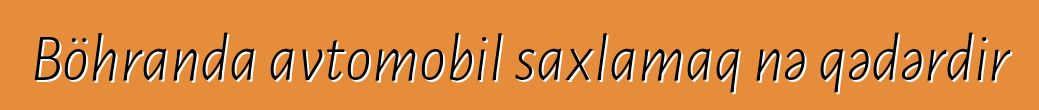 Böhranda avtomobil saxlamaq nə qədərdir