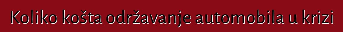 Koliko košta održavanje automobila u krizi