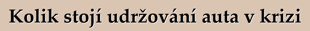 Kolik stojí udržování auta v krizi