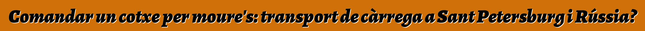 Comandar un cotxe per moure's: transport de càrrega a Sant Petersburg i Rússia?