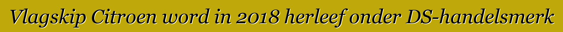Vlagskip Citroen word in 2018 herleef onder DS-handelsmerk
