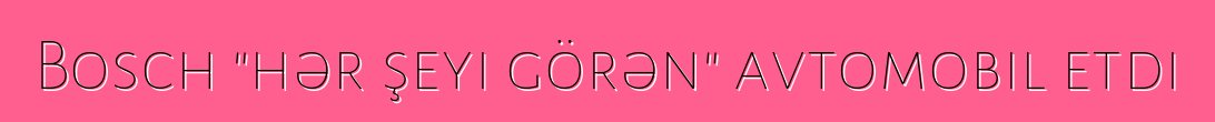 Bosch "hər şeyi görən" avtomobil etdi