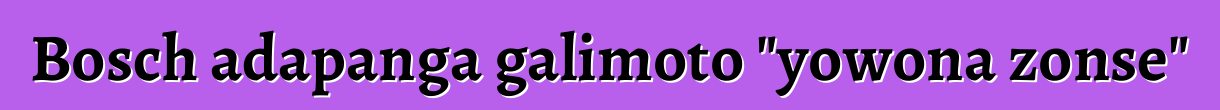 Bosch adapanga galimoto "yowona zonse"
