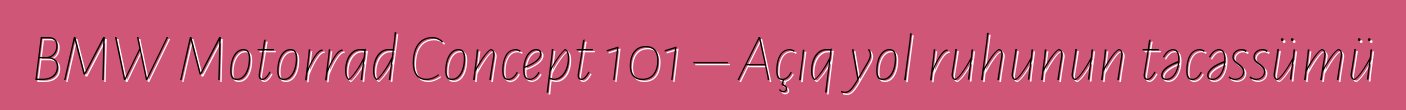 BMW Motorrad Concept 101 – Açıq yol ruhunun təcəssümü