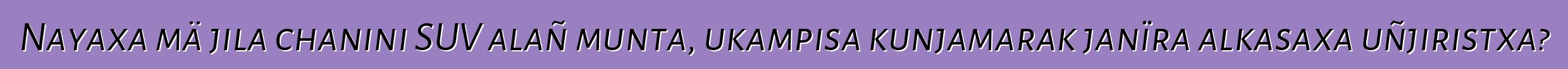 Nayaxa mä jila chanini SUV alañ munta, ukampisa kunjamarak janïra alkasaxa uñjiristxa?