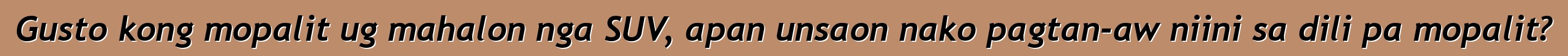 Gusto kong mopalit ug mahalon nga SUV, apan unsaon nako pagtan-aw niini sa dili pa mopalit?