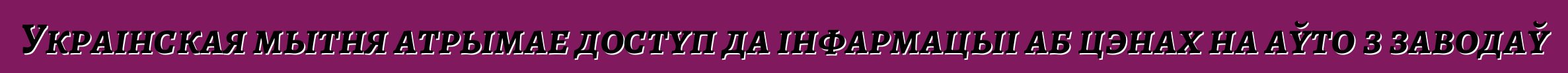 Украінская мытня атрымае доступ да інфармацыі аб цэнах на аўто з заводаў