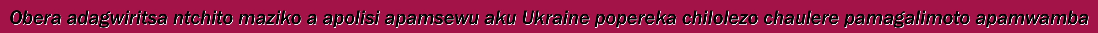 Obera adagwiritsa ntchito maziko a apolisi apamsewu aku Ukraine popereka chilolezo chaulere pamagalimoto apamwamba