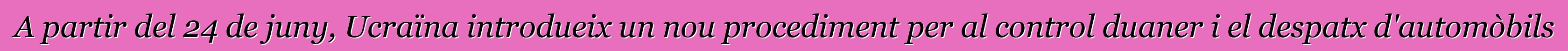 A partir del 24 de juny, Ucraïna introdueix un nou procediment per al control duaner i el despatx d'automòbils