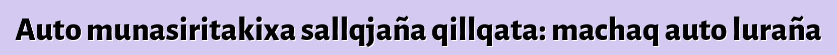 Auto munasiritakixa sallqjaña qillqata: machaq auto luraña